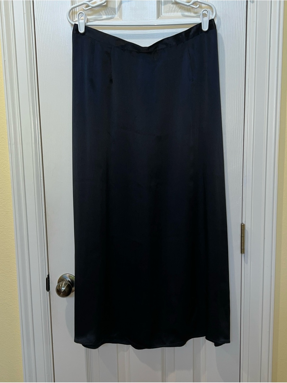 Due per Due Women Black Silk A-Line Maxi Skirt Sz 14W Formal Wedding Festive